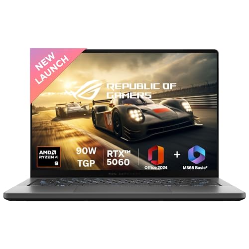 ASUS ROG Zephyrus G14,AMD Ryzen 9 270, Gaming Laptop(RTX 5060-8GB/90W TGP/16GB/1TB/3K OLED/14/120Hz/73WHrs/Windows 11/M365 Basic (1Year)*/Office Home 
