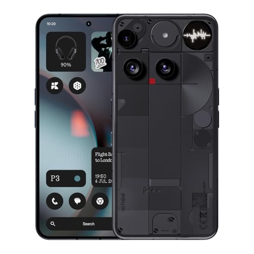 Nothing Phone (3) Cell Phone, 2025 New 5G Unlocked Phones 256GB, Android 15, Snapdragon 8s Gen4, AI Mobile Phones with Four 50MP Cameras & AMOLED Display, 5150mAh, Glyph Interface, Smartphone Black
