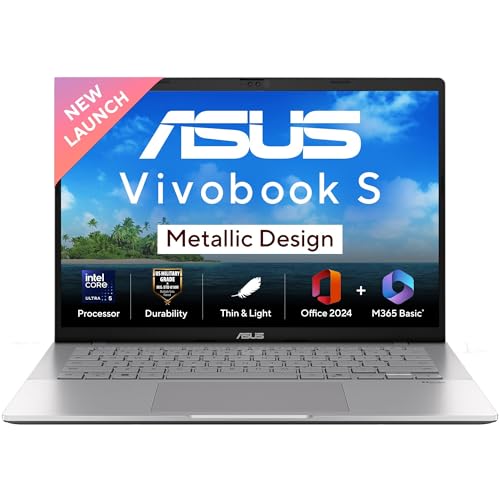 ASUS Vivobook S14, Intel Core Ultra 5 225H, Intel iGPU,16GB RAM,512GB SSD, FHD+,14",60Hz,Windows 11,M365 Basic (1Year)*,Office Home 2024,Cool Silver,1