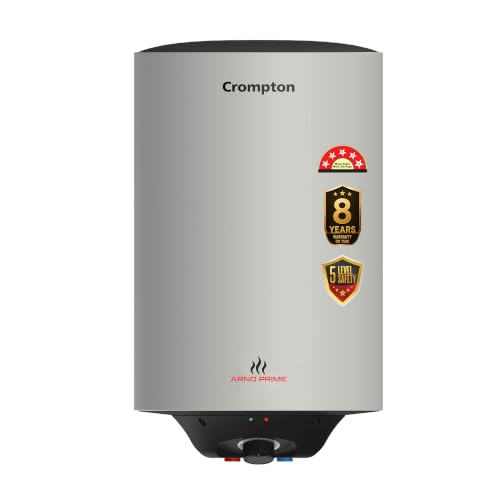 Crompton Arno Prime 15L 5‑Star Storage Water Heater (Geyser) | Anti‑Scale Technology for Hard Water up to 2000 ppm | 8 Bar High‑Rise Pressure | 5‑Leve