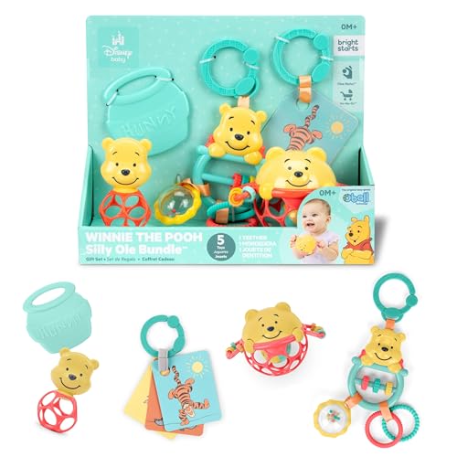 Disney Baby Winnie The Pooh Silly Ole Bundle Gift Set by Bright Starts, 5 Toys Included for Newborns & Up