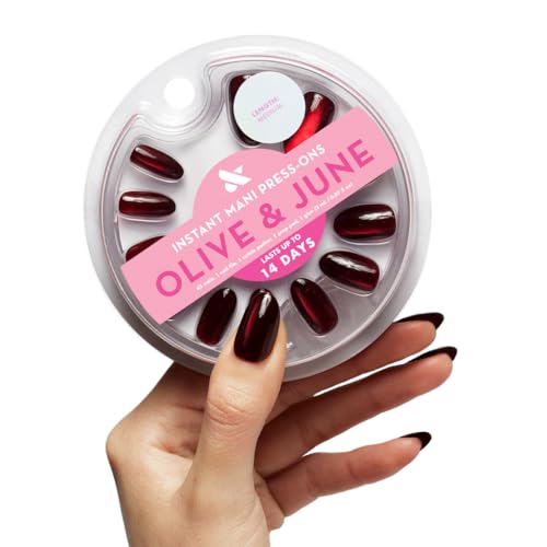 Olive & June Instant Mani Press-On Nails | (Glue) Medium, Oval 42 Fake Nails, 21 Sizes | Non-Toxic, Long-Lasting Recycled Materials Realistic Look Salon-Quality at Home | Obsessed Velvet
