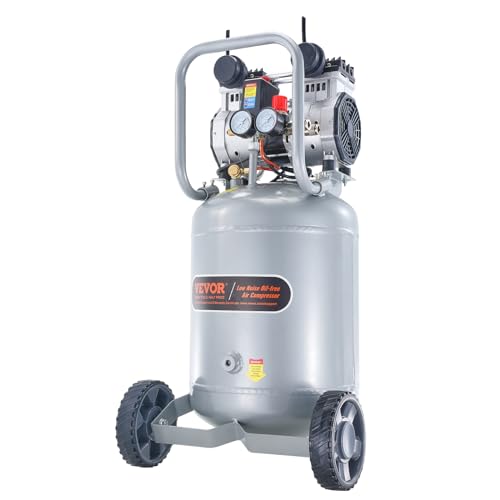 VEVOR 13-Gallon Air Compressor, 2HP, 4.6 SCFM@90PSI, Oil-Free Tank, 66dB Quiet Operation, Ideal for Tire Inflation, Woodworking, Auto Repairs, and Spray Painting (Maximum Pressure 125 PSI)