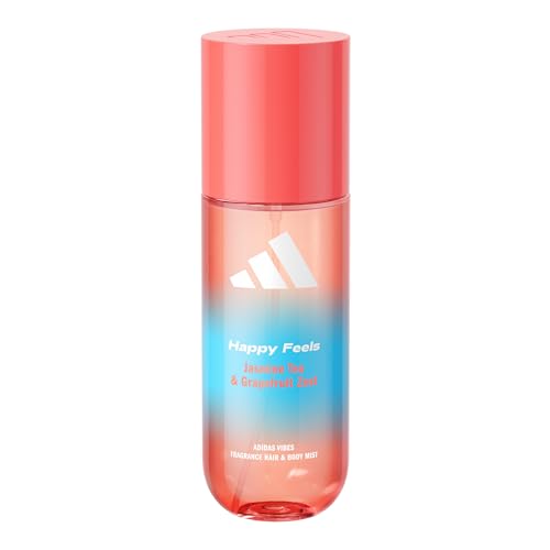adidas Vibes Happy Feels Fragrance Hair & Body Mist, Floral Fragrance with Notes of Jasmine Tea & Grapefruit Zest, Mood-Boosting, For Any Occasion, 150ml