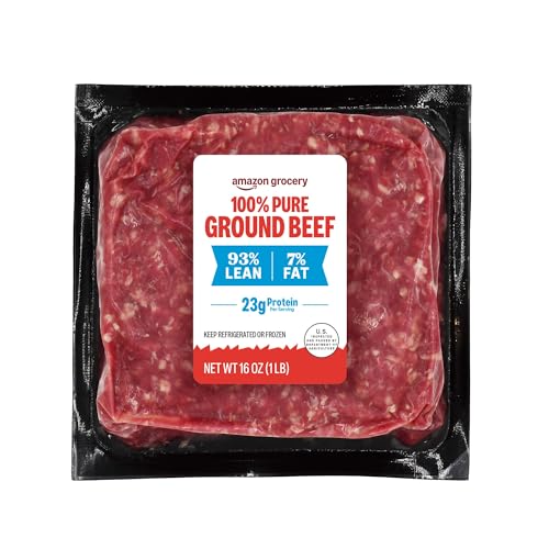 Amazon Grocery, 100% Pure Ground Beef, 93% Lean / 7% Fat, 1 Lb