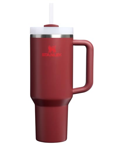STANLEY Quencher H2.0 Flow State Tumbler, 40 oz, Cranberry | Handle and Straw | 3-Position Lid | Cup Holder Compatible for Travel | Insulated Stainless Steel Cup