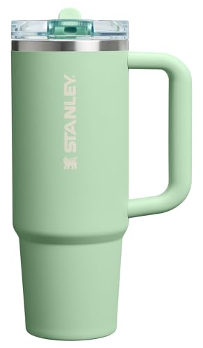 Stanley Quencher ProTour Flip Straw Tumbler with Leakproof Lid 30 oz | Built-In Straw and Handle | Cup Holder Compatible for Travel | Insulated Stainless Steel Cup | BPA-Free | Pistachio