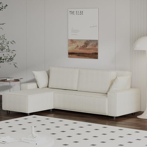 Garvee Corduroy Stripe 96 in Large Couch, Modern L Shaped Oversized Sectional Sofa with Deep Seat, Comfy Modular Couch f