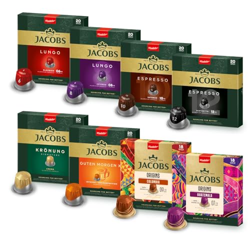 (-20%) Jacobs Kaffeekapseln Vielfaltsbox, 8 Sorten, 6 x 20 + 2 x 18 Getränke, Nespresso* kompatible Kaffee Kapseln, 156 Kapseln
