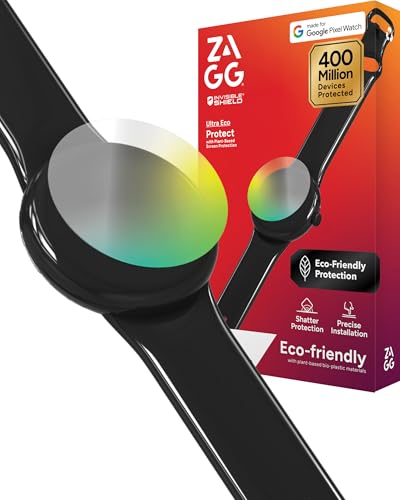 ZAGG Ultra Eco Google Pixel Watch 4 (45mm) Screen Protector – Impact & Scratch Protection, Made with Plant-Based Materials, InvisibleShield, Self‑Healing Nano‑Memory, Easy Installation