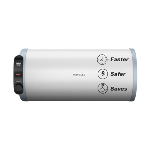 Havells Fabia Slim 10L Horizontal Left Storage Water Heater(Geyser)|Faster Heating|Safer to use|Saves electricity|Anti Rust Tank|Incoloy Element|7 Yea