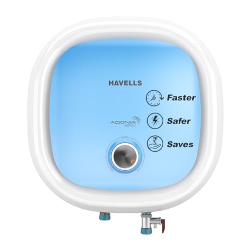 Havells All New Adonia Spin 10L 5 Star Storage Water Heater(Geyser)|Faster Heating|Safe to use|Saves electricity|Feroglas Coated Anti Rust Tank| Temp.