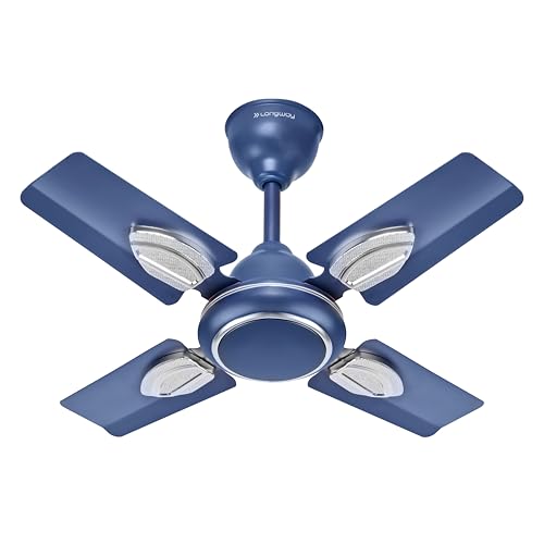 LONGWAY Kiger P1 600 mm/24 inch Ultra High Speed 4 Blade Anti-Dust Decorative Star Rated Ceiling Fan 2 Years Warranty (Silver Blue, Pack of 1)
