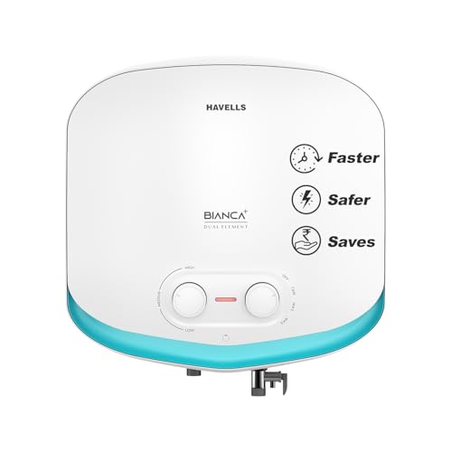Havells All New Bianca+ 10L 5 Star 3-in-1 Convertible Storage Water Heater(Geyser)|Dual Element|33% Fast Heating|Shock Safe Plug|7 Year Tank & 5 Year 