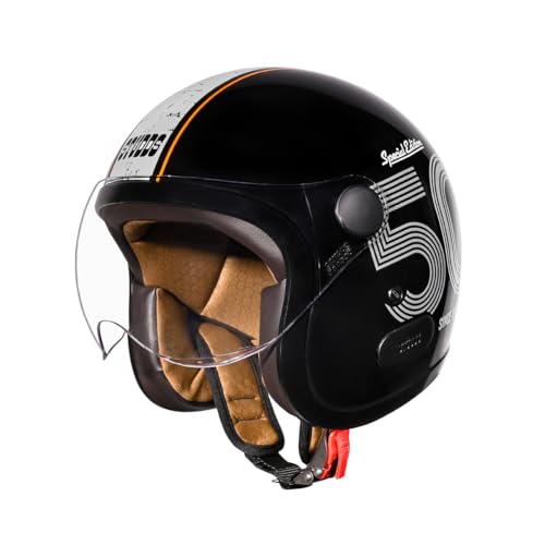 Studds Jet 50 Open Face ISI Certified Helmet | Lightweight with Chopper Visor & Stainless Steel Buckle Black - Grey - L
