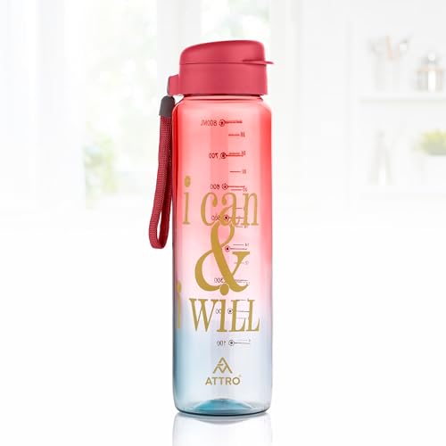 Plastic Sports Buddy Deluxe Water Bottle BPA-Free with Leak-Proof Flip-Top Cap, Dual-Color for Gym, School, Office & Outdoor Use Red Blue 800ml