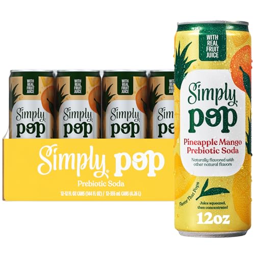 Simply POP Prebiotic Soda Pineapple Mango Cans, 12 fl oz, 12 Pack
