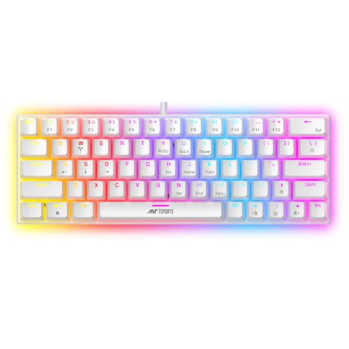 Ant Esports MK1200 Mini 60% Wired Mechanical Gaming Keyboard – Red Switch, Rainbow Backlit, 61 Keys, Anti-Ghosting, USB, Compact TKL – Compatible with