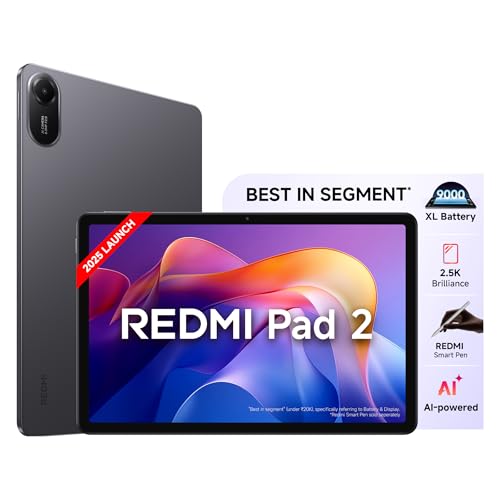 Redmi Pad 2, WiFi Active Pen Support, 27.94Cm(11") Model, 2.5K Sharp & Clear Display, 4GB, 128GB, All Day & More 9000Mah Battery, AI-Enabled, Dolby At
