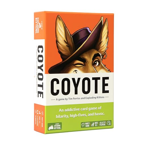Exploding Kittens Coyote Created by Tim Ferriss, Special Edition Large Box: Includes 6 Unique Action Cards: a Party Game for 3-8 Players, Ages 10 and Up, Great for Family Night