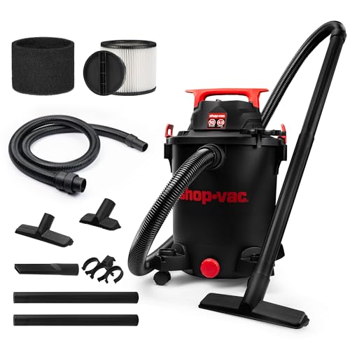 Shop-Vac 5430115 Wet/Dry Vacuum, 10 Gallon, Black, 4.5 Peak HP, 1-7/8 Inch Diameter x 7 ft Hose, 15 ft Cord, Ideal for J