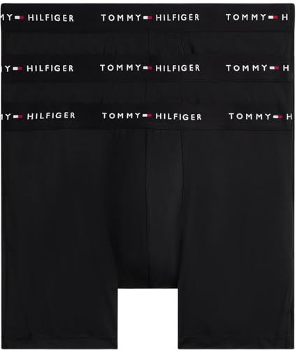 🔥 STARKER PREIS (-44%) Tommy Hilfiger Herren 3er Pack Boxershorts Briefs mit Logobund, Schwarz (Black/Black/Black), M