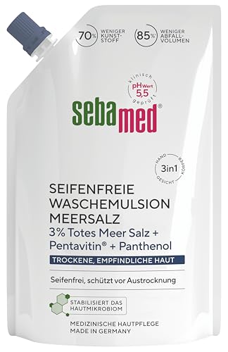 (-39%) SEBAMED seifenfreie Waschemulsion Meersalz Nachfüllbeutel 400 ml, für eine besonders milde Reinigung der trockenen und empfindlichen Haut, zur Hand-, Gesichts- und Körperreinigung geeignet