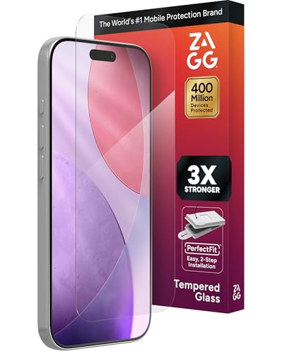 ZAGG Glass+ Screen Protector for iPhone 17 Pro - 3X Stronger, Impact & Shatter Protection, Scratch & Smudge-Resistant iPhone Tempered Glass, InvisibleShield, Easy PerfectFit Install