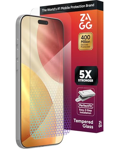 ZAGG Glass Elite Screen Protector for iPhone 17 Pro Max - 5X Stronger Tempered Glass, ClearPrint Technology for Smudge Free Clarity, Smooth Feel, Full Coverage, InvisibleShield, Easy Two-Step Installation