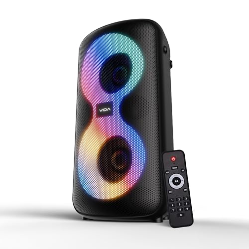 VIDA Boombox 100 | 100W Party Speaker with Party Bass Booster & Vivid RGB Lighting | Up to 6H Playtime | Lightweight & Portable | 4 Dynamic Speakers |