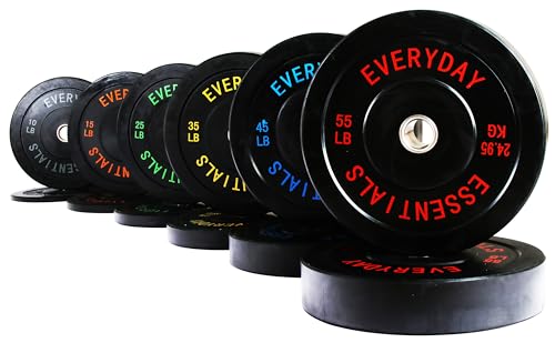 Fitvids 2" Olympic Bumper Weight Plates Set for Strength Training & Weightlifting, 370LB Complete Weight Set (10Lb to 55LB), Multiple Packages