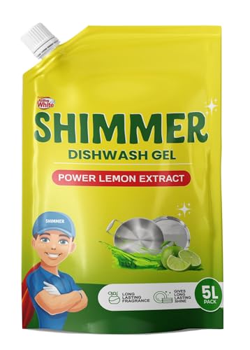 Shimmer Dishwash Gel – 5L Family Pack | Non-Toxic & Eco-Friendly | Tough on Grease, Gentle on Skin | High Foam Formula | Removes Oil & Stains Easily |