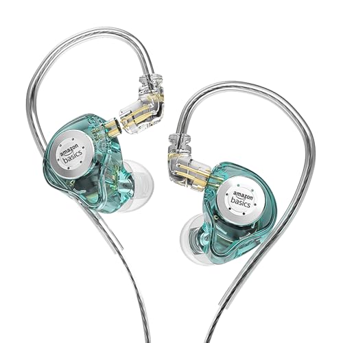 Amazon Basics Pro Series IEM Earphone, HiFi Stereo | 3.5 mm Plug| Dual Magnetic Circuit Dynamic Driver | Resin Inlay Metal Body | Detachable 5N OFC Ca