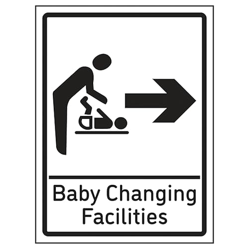 V Safety Baby Changing Facilities Arrow Right 150 x 200 mm - Glow In The Dark Self Adhesive Vinyl Safety Sign