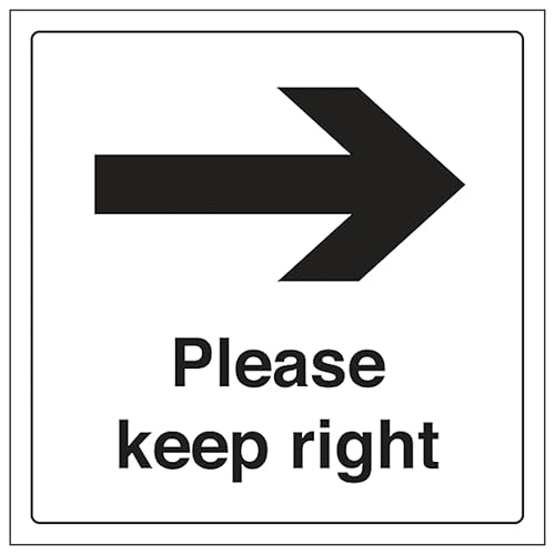V Safety Please Keep Right 200 x 200 mm - 2mm Super-Tough Rigid Plastic Safety Sign
