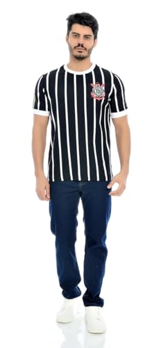 Camisa Corinthians Listrada Retrô Democracia, Masculina, Preta, P
