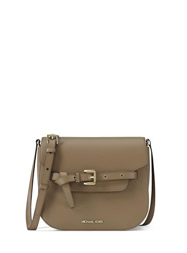 Michael Kors Emilia Small Saddle Crossbody Bag Gold-tone Hardware/Pebble Leather/Husk