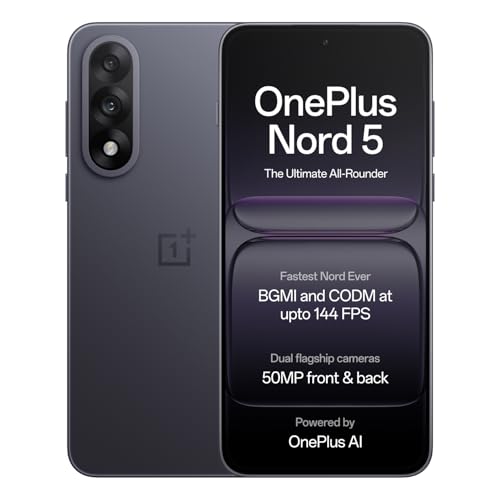OnePlus Nord 5 | Snapdragon 8s Gen 3 | Stable 144FPS Gaming | Dual 50MP Flagship Camera | Powered by OnePlus AI | 512GB 12GB | Phantom Grey