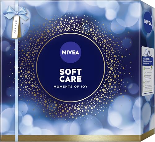 🔥 STARKER PREIS (-35%) NIVEA Soft Care Geschenkset, Geschenk für Frauen, Geschenkbox mit Duschgel (250 ml), Body Lotion (400 ml), Tagespflege (50 ml) & Waschgel (150 ml)