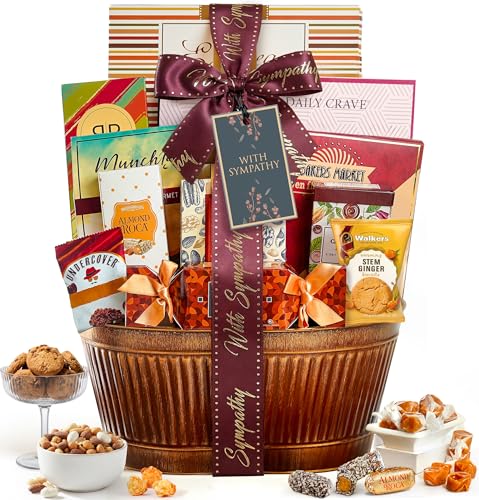 Broadway Basketeers Sympathy Gift Basket – Bereavement & Condolences Care Package, Thoughtful Food Delivery for Loss of Loved One, Comforting Box Present