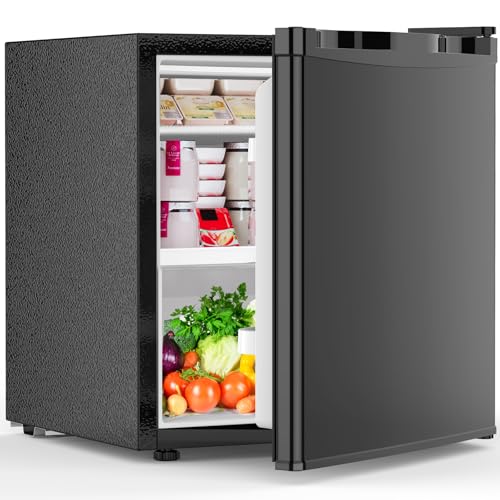 Electactic 1.6 Cu.ft Mini Fridge with Freezer, Compact Single Reversible Door Refrigerator, Adjustable Thermostat, Ultra Quiet, Energy Efficient for Office, Dorm, Bedroom, Apartment -Black