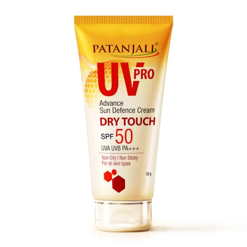 UV Pro Advance Sun Defence Cream SPF 50 PA+++50g, Dry Touch, Non-Oily, Non-Sticky Sunscreen for All Skin Types, Ayurvedic Sunblock, Broad Spectrum UVA
