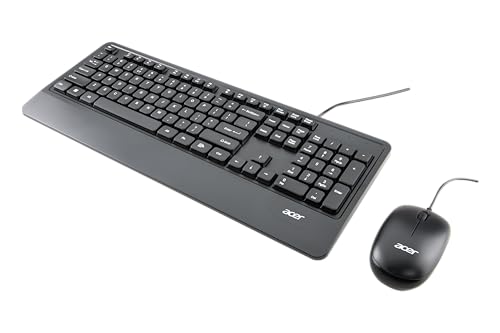 Acer PalmEase Wired Keyboard & Mouse Combo with Palm Rest |Plug & Play USB 2.0, 1600 DPI, Co-Pilot Key, Rupee ₹ Symbol | 10m Range, 10M Keystroke Life