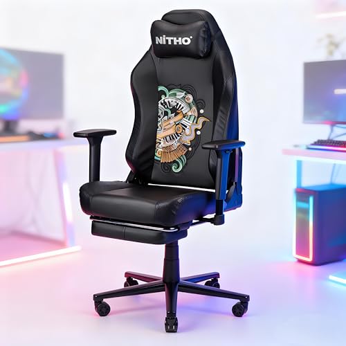 NiTHO FORGE Gaming Office Chair | Ergonomic Reclining Computer Desk Chair with Magnetic Headrest, Foldable Footrest, Adjustable Lumbar Support, 4D Arm