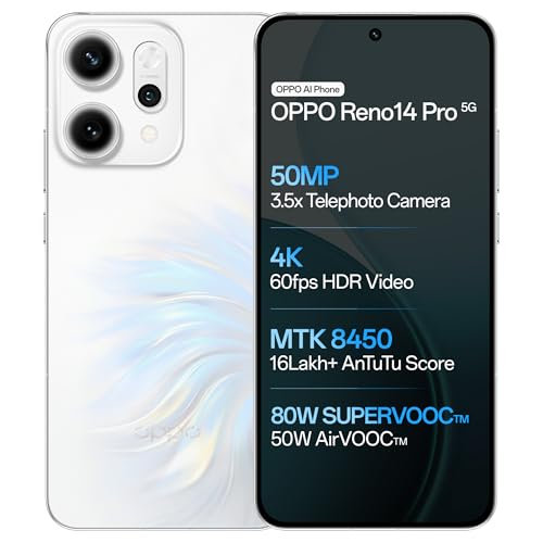 Oppo Reno14Pro 5G (Pearl White, 12GB RAM, 256GB Storage)