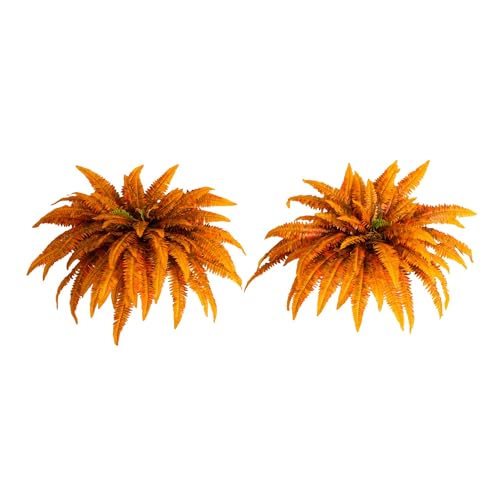 Nearly Natural 48-Inch Autumn Artificial Fall Boston Fern Set of 2 - Harvest Season Foliage Mimics Turning Leaves of Autumn