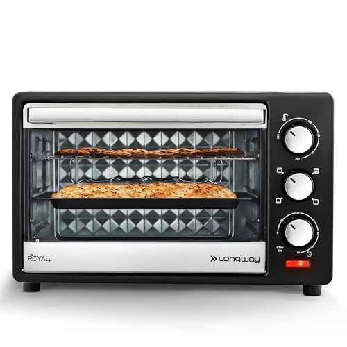 Longway Royal Plus OTG 25 Ltr Oven Toaster Griller with Multiple Heating Modes | Temperature Timer Control for Baking Pizza, Cake, Grilling Chicken & 