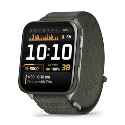 Garmin® Venu® X1, Thin and Lightweight GPS Smartwatch, AMOLED Display, Advanced Health and Fitness Features, Moss with Titanium Caseback and Moss ComfortFit Nylon Band