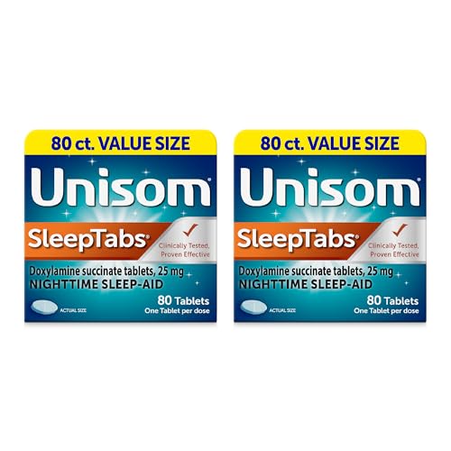 Unisom SleepTabs, Nighttime Sleep-aid, Doxylamine Succinate, 80 Tablets, 2 pk