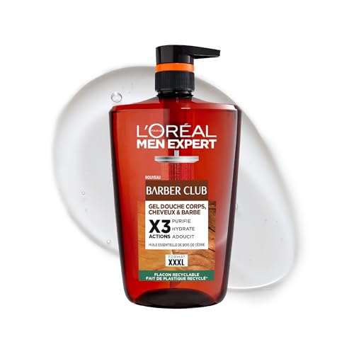 (-23%) L'Oréal Men Expert XXXL Duschgel und Shampoo für Männer, Duschbad zur Reinigung von Körper, Haar, Gesicht und Bart, Herren Körperpflege mit holzigem Duft und Zedernholzöl, Barber Club, 1 x 1000 ml